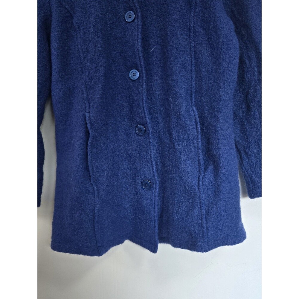 Vintage Norm Thompson Sweater Jacket Womens L Blue 100% Wool Old Money - Picture 3 of 8